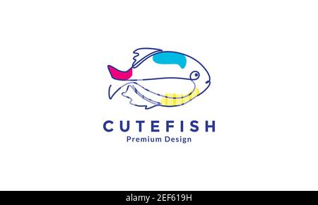 cute piranha fish line colorful logo symbol vector icon design illustration Stock Vector