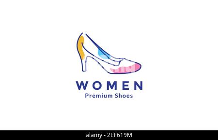 women shoes line colorful logo symbol vector icon design illustration Stock Vector