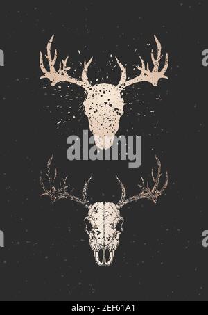 gold line art of deer head. Good use for symbol, mascot, icon, avatar ...