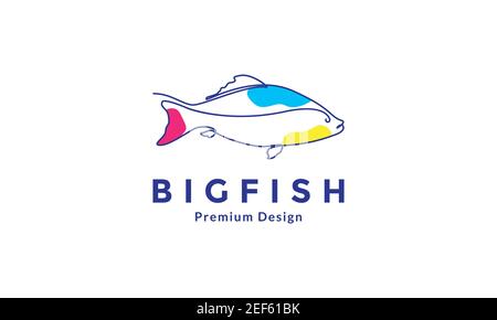 fish koi line colorful logo symbol vector icon design illustration Stock Vector