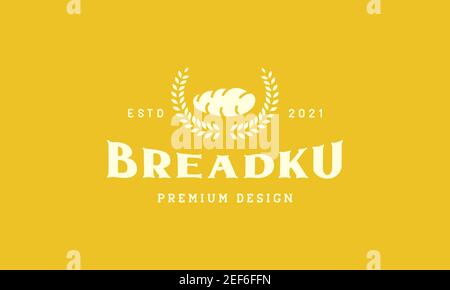 bread with wheat vintage logo design vector icon symbol illustration Stock Vector