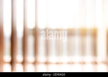 Sunlight shining through vertical wood slats - blur abstract background Stock Photo