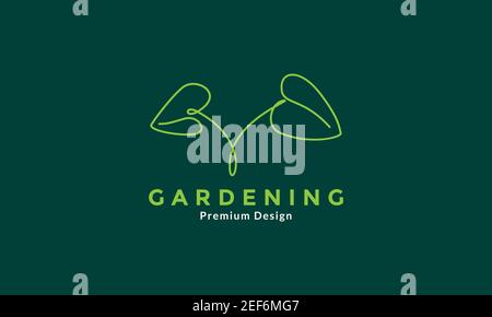 green gardening plants line art colorful decorative logo design vector icon symbol illustration Stock Vector