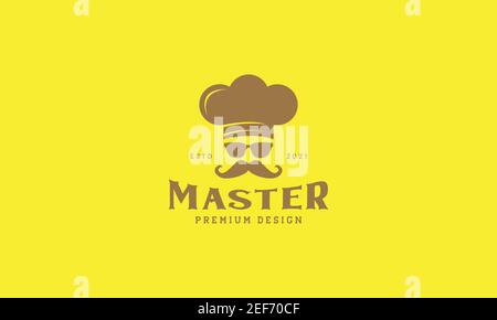 man chef with sunglasses and mustache vintage logo design vector icon symbol illustration Stock Vector