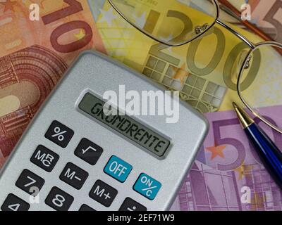 Pocket calculator with the word “pension” on the display Stock Photo ...