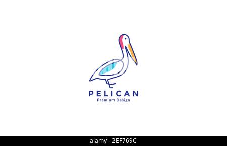 bird pelican line colorful logo symbol vector icon design illustration Stock Vector