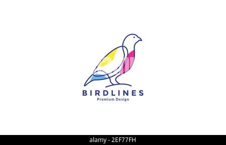 birds Quail line colorful logo symbol vector icon design illustration Stock Vector