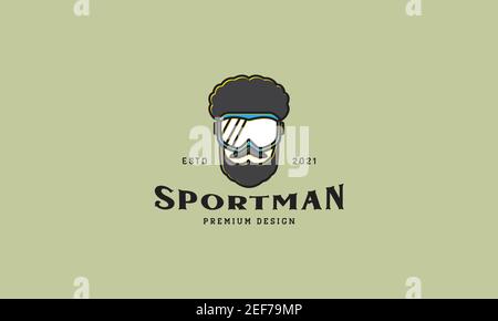 man head with Winter sports vintage logo design vector icon symbol illustration Stock Vector