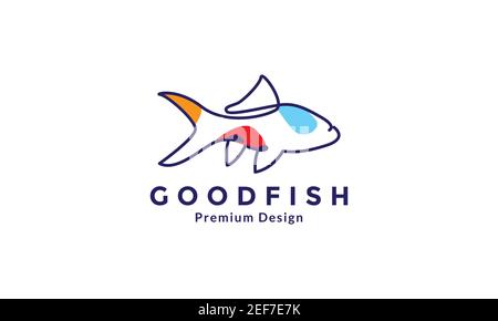 decorative fish aquarium modern line art colorful logo design vector icon symbol illustration Stock Vector