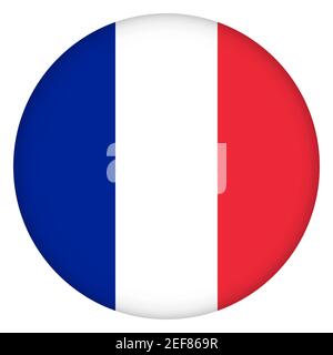 Flag of France round icon, badge or button. French national symbol. Template design, vector illustration. Stock Vector
