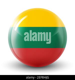 Glass light ball with flag of Lithuania. Round sphere, template icon. Lithuanian national symbol. Glossy realistic ball, 3D abstract vector Stock Vector