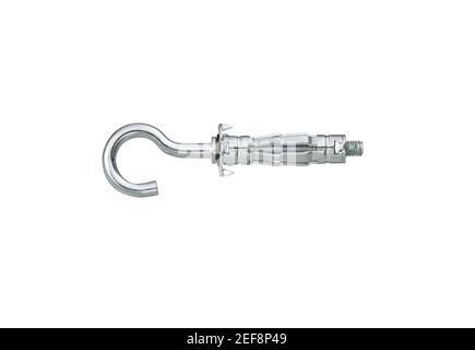 Zinc plated molly anchor with hook bolt, isolated, photo stacking Stock Photo