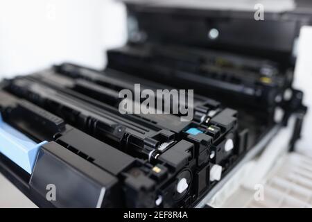 Toner cartridges for laser color printers and mfp Stock Photo