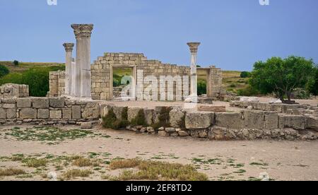 Ancient Chersonesos archaeological ruins in the Crimea. Stock Photo