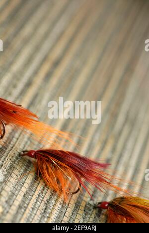 Close-up of three fishing lures Stock Photo
