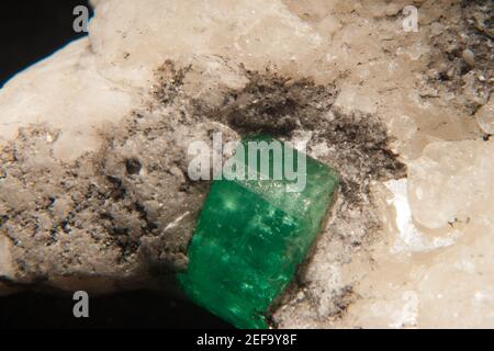 emeralds in granite sample Stock Photo