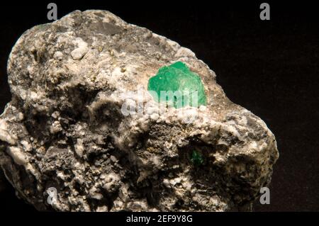 emeralds in granite sample Stock Photo