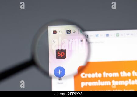 New York, USA - 15 February 2021: Adobe Spark website in browser with company logo, Illustrative Editorial Stock Photo