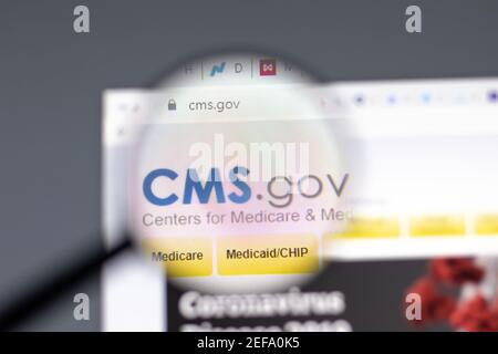 New York, USA - 15 February 2021: CMS Centers for Medicare website in browser with company logo, Illustrative Editorial Stock Photo
