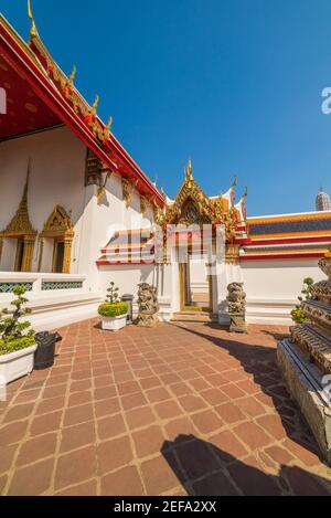 Golden and Red Gate Design. Architectonic Details within Grand Palace in Bangkok, Thailand Stock Photo