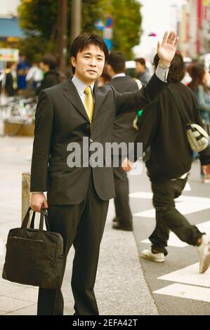 Businessman making a stop sign Stock Photo
