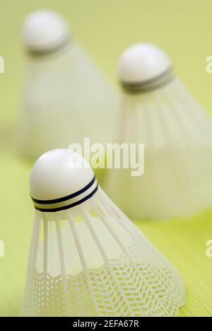 Close-up of three shuttlecocks Stock Photo