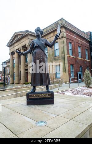 Statue of Annie Kenney, Suffragette situated in Oldham Town Centre, Greater Manchester, England, UK. Stock Photo