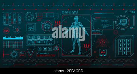 A set of thin elements on the topic of Data Scanning. Stock Vector