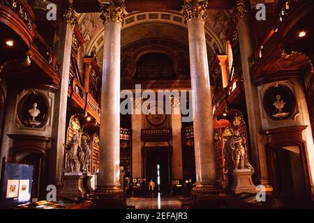 Columns in a library, National Library, Vienna, Austria Stock Photo