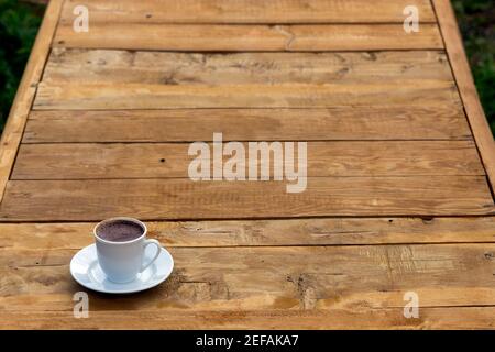 Turkish Coffee on the wooden table. Stock Photo
