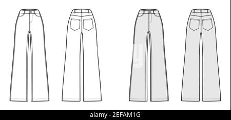 high rise high waist wide leg palazzo pant trouser template technical ...