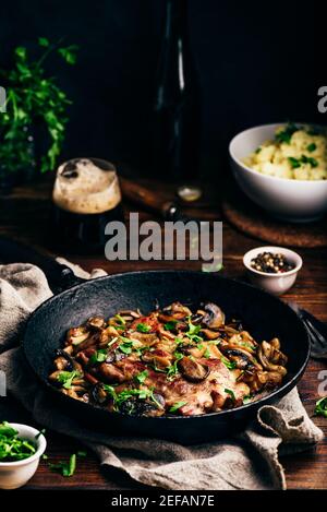 food, aliment, closeup, ham, slices, fried, cooked, pork, pan, frying-pan  Stock Photo - Alamy