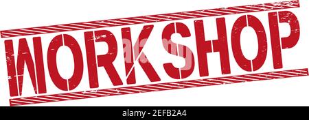 Workshop red stamp text on white on white Stock Vector