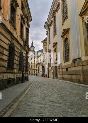 Wroclaw Poland May 6 2019 Street between University buildings at university square Stock Photo