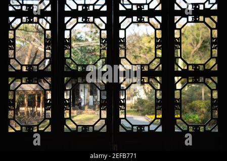 Classical garden of image in Suzhou,Jiangsu,China.It is meaningful or emotional by the designed architecture. Stock Photo