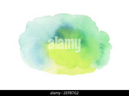 Yellow-green watercolor pot. Abstract background, hand-painted texture. Abstract isolated colorful watercolor stain.Design covers and packaging. Stock Photo