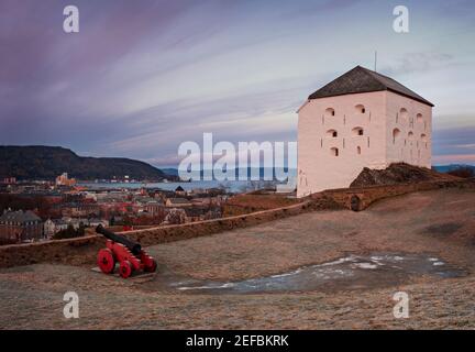 Frosty morning by Kristiansen fortress in Trondheim, Norway. Stock Photo