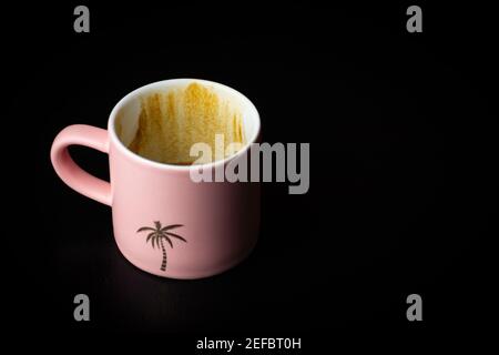 A Matte Pink Palm Tree Espresso Cup Stock Photo