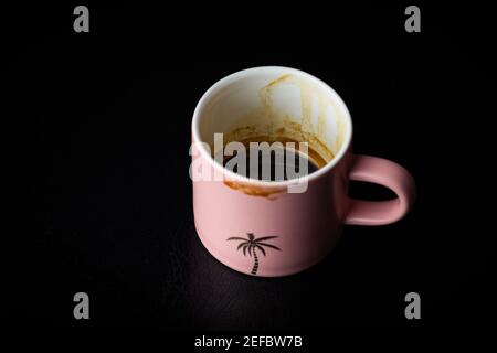 A Matte Pink Palm Tree Espresso Cup Stock Photo
