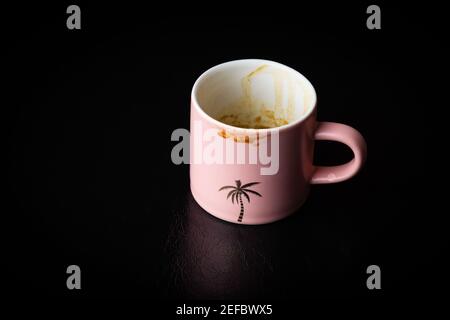A Matte Pink Palm Tree Espresso Cup Stock Photo