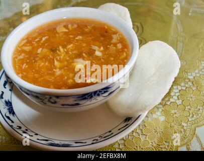 Asian sweet and sour Peking soup Stock Photo