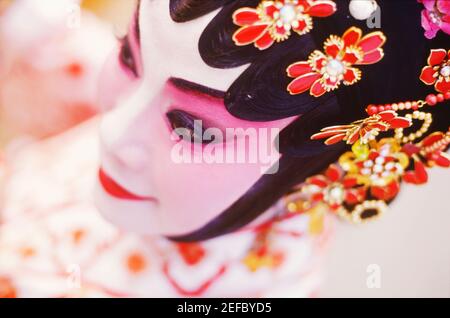 Close-up of a female opera performer, Hong Kong, China Stock Photo