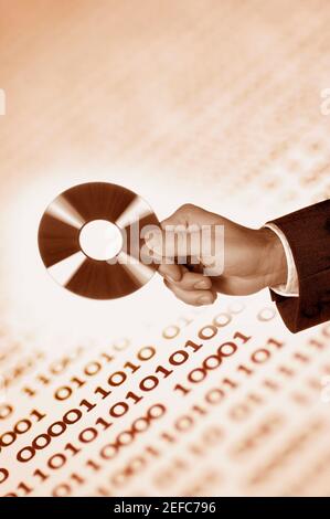 Close-up of a human hand holding a CD Stock Photo