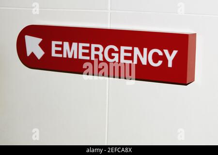 Close-up of an Emergency sign Stock Photo