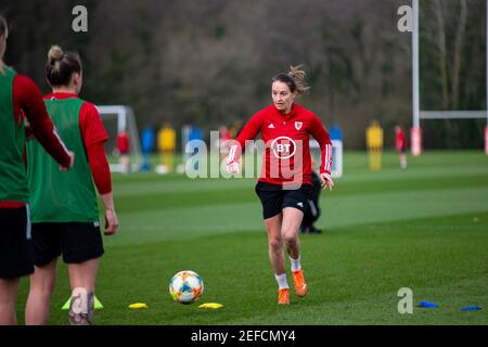 Cardiff, UK. 17th Feb, 2021. Kayleigh Green of Wales women in training. Wales Women national football team training camp at the Vale Resort, Hensol, near Cardiff on Wednesday 17th February 2021. Editorial use only, pic by Lewis Mitchell/Andrew Orchard sports photography/Alamy Live news Credit: Andrew Orchard sports photography/Alamy Live News Stock Photo