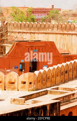 High angle view of the periphery of a fort, Jaigarh Fort, Jaipur, Rajasthan, India Stock Photo