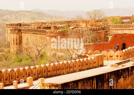 High angle view of the periphery of a fort, Jaigarh Fort, Jaipur, Rajasthan, India Stock Photo