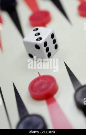 Close up of a die on a board game Stock Photo