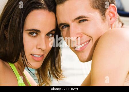 Portrait of a young couple smiling Stock Photo