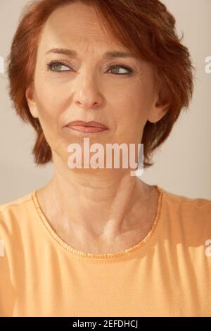 Close-up of a senior woman thinking Stock Photo